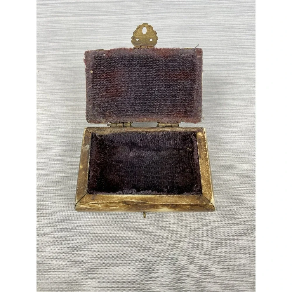 Camel Bone Trinket Box Jewelry Box With Brass Vintage Handmade Piece Lined 3